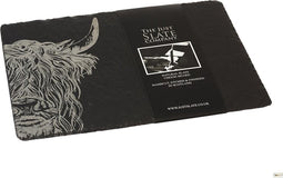 Serveerplank Schotse Hooglander - 35x25 - Gegraveerd - Leisteen - Just Slate Company Scotland