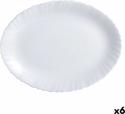 Serveerschaal Luminarc Feston Ovalen Wit Glas (Ø 33 cm) (6 Stuks)