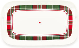 Serveerschaal tartan - 35,6 x 21,2 x2,8 cm - keramiek - queen - Nuvole di Stoffa