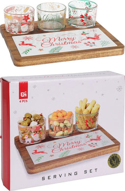 Serveerset van 4sts 3 glazen s kerstversiering