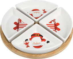 Serveerset voor snacks, bamboe dienblad Ø 22 cm