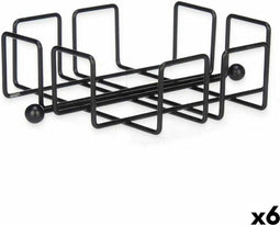 Servethouder Zwart Metaal 19,3 x 6,5 x 19,3 cm (6 Stuks)