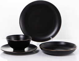 Serviesset 24-delig 6 Personen - Zwart-Goud