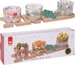 Serving Set 4Pcs On Bamboo Tra