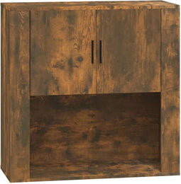 vidaXL - Wandkast - 80x33x80 - cm - bewerkt - hout - gerookt - eikenkleurig
