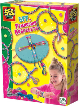 SES - BFF vriendschapsarmbandjes - armbandjes maken meisjes - met 4 kleuren draad, kralen en een knoop wiel - knutselen meisjes