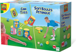 SES - Blikgooien en soft jeu de boules - 2-in-1 spellen - stevige kunststof bekers en zachte ballen - in handige bewaartas