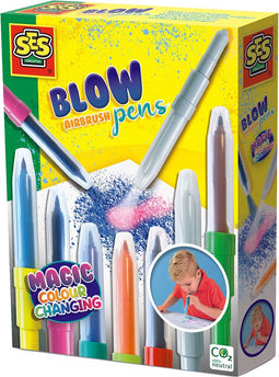 SES - Blow airbrush pens - Magisch kleurveranderen - tweekleurige blaasstiften - goed uitwasbaar - met kleur veranderende blaasstift
