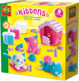 SES Creative 00506 Kittens maken met klei - Klei je eigen dierenvriendjes - Inclusief 9 accessoires en kattenhok