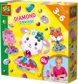 SES Creative 14048 Diamant Dansers - Knutselpakket Papieren Danspoppetjes maken - Versieren met 65 Diamant stickers