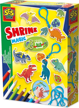 SES Creative 14294 Krimpfolie - Dino Sleutelhangers - Creatieve Knutselset voor Kinderen vanaf 5 Jaar - Personaliseer ontwerpen en krimp in de oven - Perfect voor creatief spelen