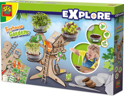 SES Creative 25202 - Houten boomhut kweekset - Kruiden plantjes kweken - Met speelgoed poppetjes en houten 3D boom - Spelen en leren