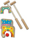 SES - Croquet and pittenzak gooien - 2-in-1 spellen - echt houten onderdelen met vrolijke illustraties - in handige bewaartas