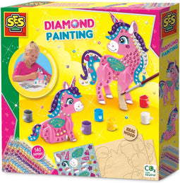 SES - Diamond painting - 3D Unicorn Knutselen - houten eenhoorns - 540 diamant stickers - glitterstickers - knutselen meisjes - knutselpakket