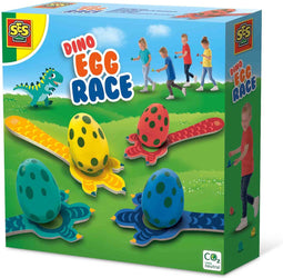 SES - Dino eierloop - set met 4 eieren, 4 dino lepels en 4 dino fiches - buiten spelen - met handige bewaartas - Dinosaurus Speelgoed
