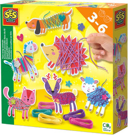 SES - Draad wikkel dieren - met glitter stickers en 5 heldere kleuren draad - 6 wikkel dieren
