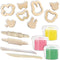 SES - Eco - klei set met houten tools - 3 kleuren klei met houten rollers, klei vormpjes en boetseermessen - makkelijk uitwasbaar
