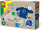 SES - Eco - vingerverf set met kliederschort - 100% recycled - 4 kleuren verf - inclusief papierrol - makkelijk uitwasbaar