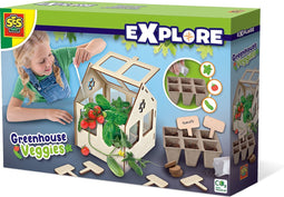 SES - Explore - Broeikas met groenten - kweek je eigen tomaat, basilicum en komkommer - echt houten broeikas - Experimenteerdozen