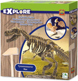 SES - Explore - T-rex skelet opgraven - opgravingsset dino - met houten beitel en hamer - Dinosaurus Speelgoed