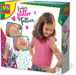 SES - Fashion glitter tattoos - zelf tatoeages maken - met 3 kleuren biologisch afbreekbare glitters - Kinder Tattoos - Tijdelijke tattoos