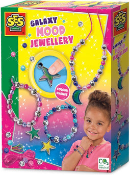 SES - Galaxy - Mood sieraden - temperatuur gevoelige bedels - gemakkelijk te rijgen - elastieken koord, past altijd - knutselen meisjes