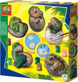 SES - Gieten en schilderen - Dino eieren - sneldrogend gips - heldere kleuren verf - goed uitwasbaar - knutselen jongens - Dinosaurus