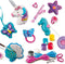 SES - Gieten en schilderen - Sieraden maken - sneldrogend - met vormpjes, gips, verf, penseel, glitterlijm, lint, ringen en speldjes - knutselen meisjes