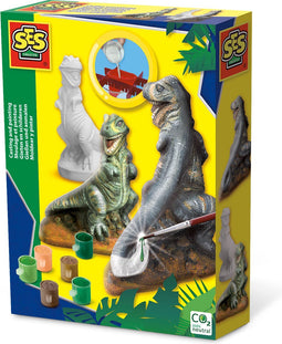 SES - Gieten en schilderen - T-rex dino - sneldrogend - met gietmal, houder, gips, verf en penseel - knutselen jongens - Dinosaurus Speelgoed