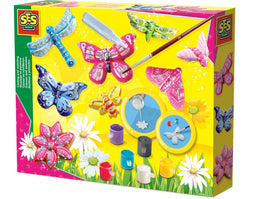 SES - Gieten en schilderen - Vlinders en glitter - sneldrogend - met vormpjes, gips, verf, penseel en glitterlijm - knutselen meisjes