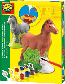 SES - Gips Gieten en schilderen - Paard - sneldrogend - Gips gieten - met gietmal, houder, gips, verf en penseel - Knutselen