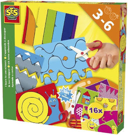 SES - Ik Leer knippen - Montessori - met veilige schaar en 16 knipvellen