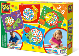 SES - Ik leer mozaïeken - 4 voorbedrukte kaarten met mozaïek stickers