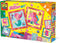 SES - Knoeivrije glitter kunst - 6 stickerkaarten met glimmend transferfolie, glitter stickers en glitter pompons