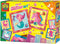 SES - Knoeivrije glitter kunst - 6 stickerkaarten met glimmend transferfolie, glitter stickers en glitter pompons