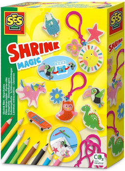 SES - Krimpfolie - Sleutelhangers maken - inclusief kleurpotloden, hangers en lint - knutselpakket - Creatief - Knutselen