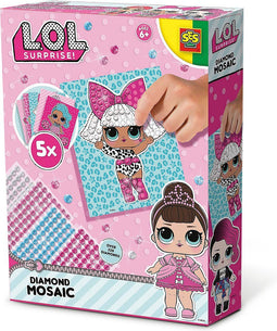 SES L.O.L. - Diamant mozaïek - diamond painting - 5 kaarten en 4 kleuren diamant stickers - knutselen meisjes