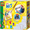 SES - Mini Art - 5 canvas doeken en mini houten schildersezel - inclusief 12 kleuren verf en 2 penselen - makkelijk uitwasbaar