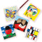 SES - Mini Art - 5 canvas doeken en mini houten schildersezel - inclusief 12 kleuren verf en 2 penselen - makkelijk uitwasbaar