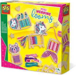 SES - Mini weeframen - van echt hout - inclusief 6 kleuren borduurgaren, borduurnaald en glitter stickers - knutselen meisjes