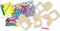 SES - Mini weeframen - van echt hout - inclusief 6 kleuren borduurgaren, borduurnaald en glitter stickers - knutselen meisjes