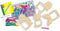 SES - Mini weeframen - van echt hout - inclusief 6 kleuren borduurgaren, borduurnaald en glitter stickers - knutselen meisjes