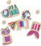 SES - Mini weeframen - van echt hout - inclusief 6 kleuren borduurgaren, borduurnaald en glitter stickers - knutselen meisjes