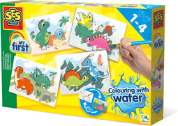 SES - My First - Verven - Kleuren met water - Dino's - geen geknoei - vrolijke kaarten met veilige kwast - steeds opnieuw te gebruiken - Dinosaurus Speelgoed