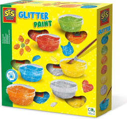 SES - Plakkaatverf Glitter - goed uitwasbaar - 6 heldere kleuren met glitters