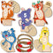 SES - Ringwerpen - 5 houten ringwerp dierenfiguren met 4 stevige touwringen - buiten spelen