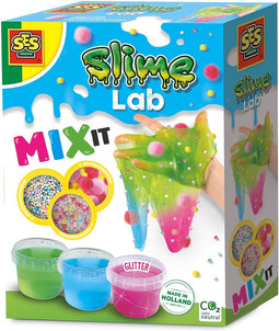 SES - Slime lab - Mix it - 3 kleuren slijm - met balletjes, pompons en kralen om te mixen - Slijm Maken - Slime