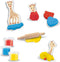 SES - Sophie la Girafe - Klei dieren - 3 kleuren klei - 6 figuren van foam - inclusief houten deegroller - makkelijk uitwasbaar