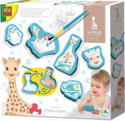 SES - Sophie la girafe - Kleuren met water in bad - veilige kwast - figuren worden zichtbaar in water - herbruikbaar - Badspeelgoed - Badspeeltjes