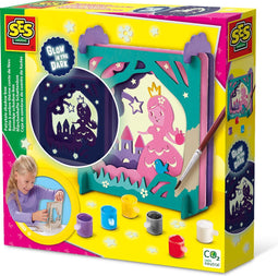 SES - Sprookje schaduw box glow in the dark - Knutsel je eigen shadowbox - 6 kleuren verf en glow in the dark stickers - knutselen meisjes 12 jaar creatief